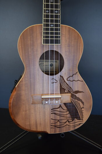 Maui Ukulele Co. Koa Tenor with Armrest ,Whale Design , Pick up & EQ