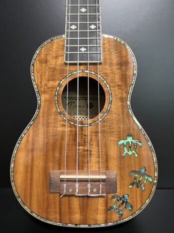 Maui Ukulele Co. Glossy Koa Soprano with Turtles Inlay - Image 3