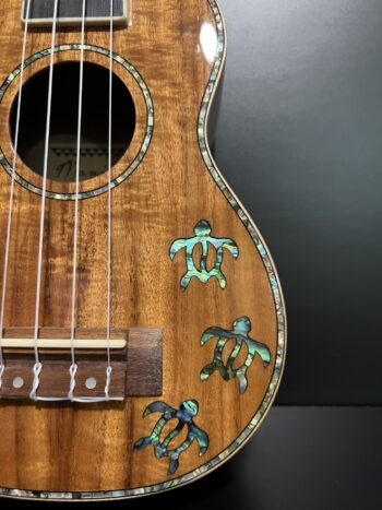 Maui Ukulele Co. Glossy Koa Soprano with Turtles Inlay - Image 4