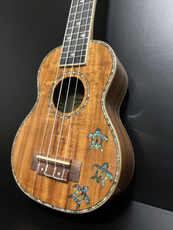 Maui Ukulele Co. Glossy Koa Soprano with Turtles Inlay